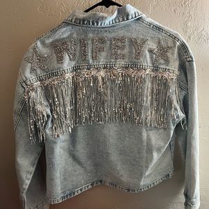 XS WIFEY denim sparkle jacket